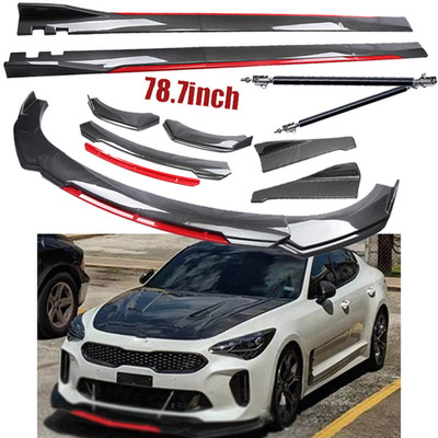 Front Bumper Lip Spoiler Body Kit Carbon Fiber Side Skirt For KIA Stinger Forte