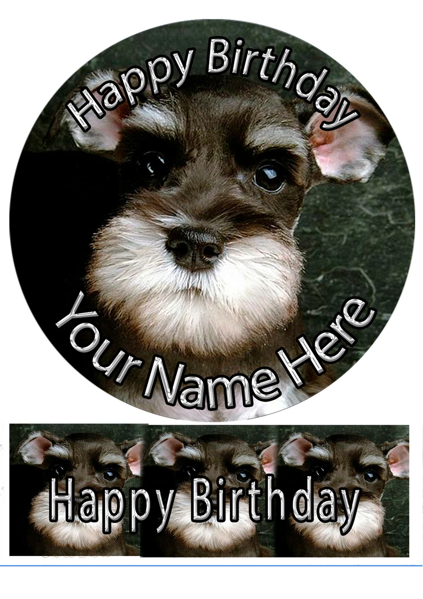 Cake Topper Birthday Schnauzer Dog personal Rice paper Icing
