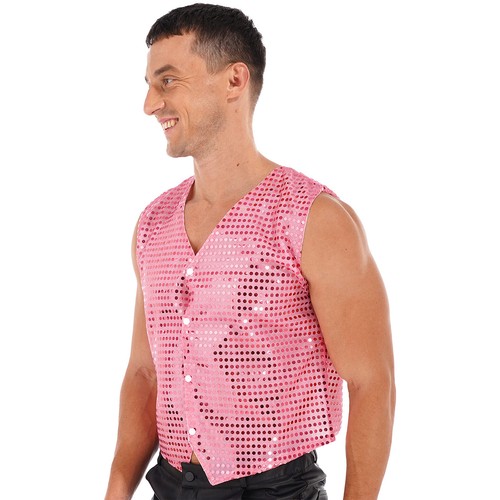 Men Women Sleeveless Waistcoats Stylish Sequin Jacket for Disco Carnival Party - Picture 69 of 83