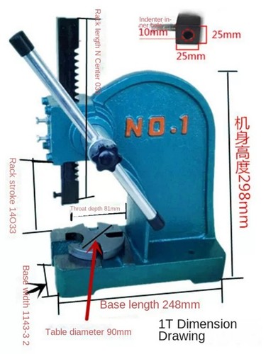 Ratsche Dorn Presse 1 Tonne Nietpresse Maschine Ring Typ Gusseisen Montage Neu - Bild 6 von 6
