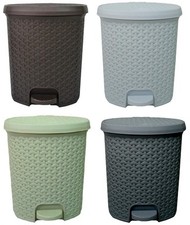 Small Large Plastic Rattan Pedal Bin Bedroom Bathroom Kitchen Rubbish Dustbin