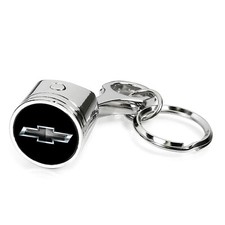 Chevrolet Black Logo Engine Piston Style Chrome Metal Key Chain Chevrolet Black Logo Engine Piston Style Chrome Metal Key Chain