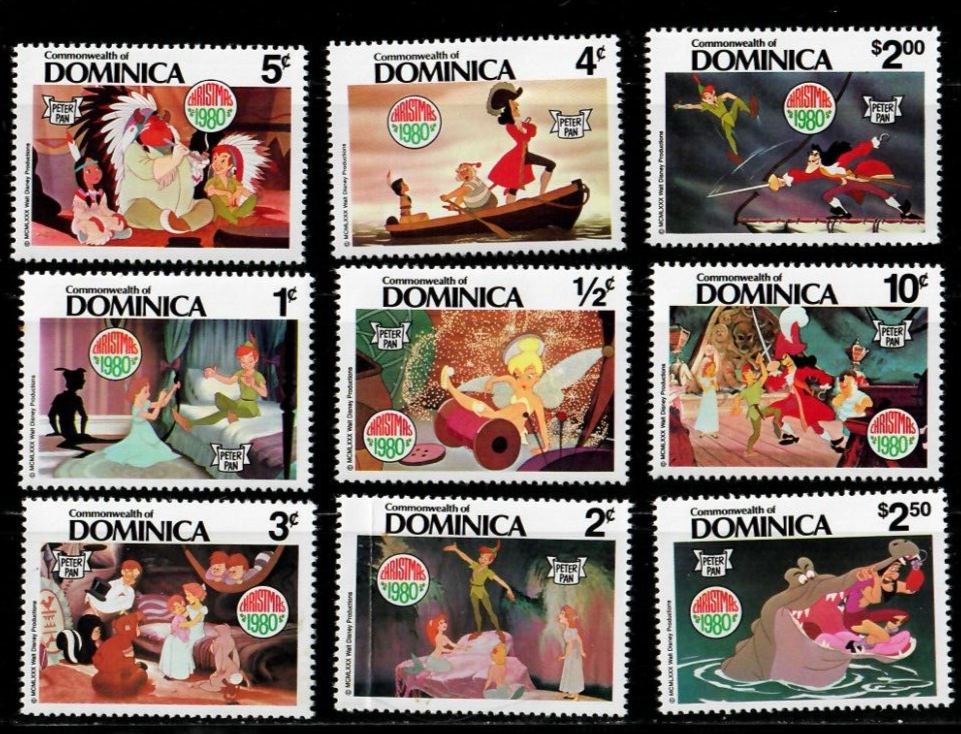 ディズニー1980年　POSTAGE STAMPS Dominica 1980 - Disney - Christmas Peter Pan, Tinkerbell
