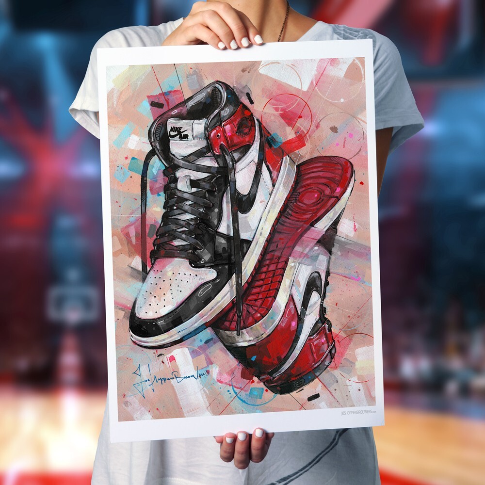 Nike air Jordan 1 Bred toe poster (50x70cm / 19.68×27.56 inch) | eBay