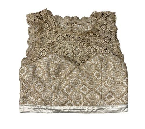 Sequin Hearts Women's Dressy Gold Lace Tank Top Lined Sz 9 | eBay