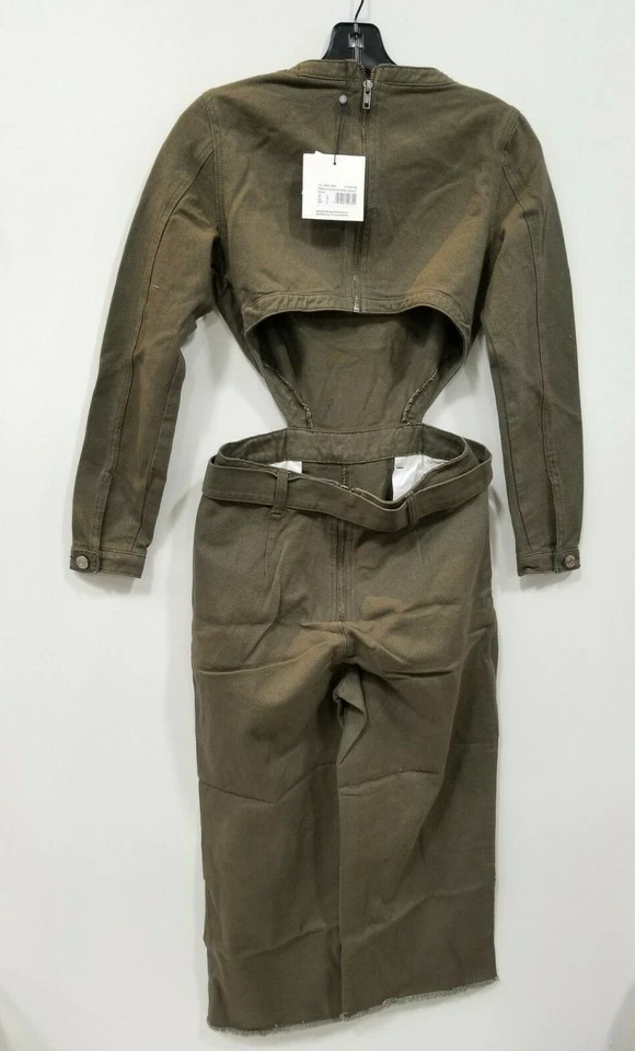 Mono vaquero manga larga con cinturón Missguided caqui talla 4 Foto 2 de 4