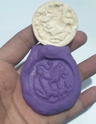 Wonderfull Old Bactrain Era Ancinet White Marble Stone Hunting Animals Stamp Bea