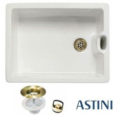 Astini Belfast 100 1.0 Bowl White Ceramic Kitchen Sink & Bronze Plug Waste