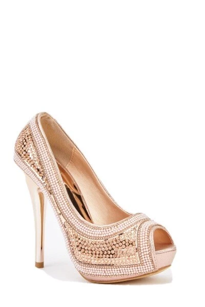 Gold beaded clearance heels