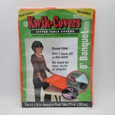 Kwik-Covers Orange Fitted Table Cover- 8ft.x30in. Banquet Or Picnic Table