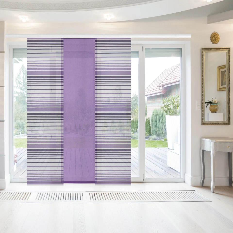 3er Pack Schiebegardine 60x260cm gestreift inkl. Zubehör Flächenvorhang Gardine - Bild 4 von 4