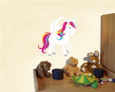 Samunshi Einhorn Wandtattoo Wandaufkleber Kinderzimmer bunt  4 Größen