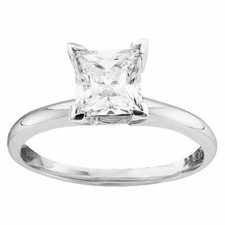 14kt White Gold Princess Diamond Solitaire Bridal Wedding Engagement Ring 1/2