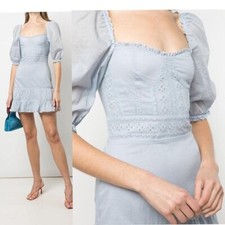 Reformation Paxton Puff Sleeve Lace Embroidered Mini Dress Size 10