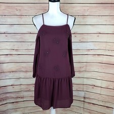 Xhilaration NWOT S  Womens Maroon Cold Shoulder Boho Dress 