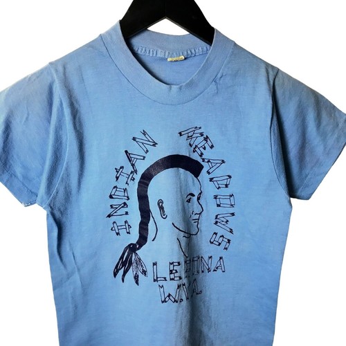 Vintage 80s Screen Stars Indian Meadows T Shirt Blue Women's XS USA WVA Graphic - Picture 2 of 15