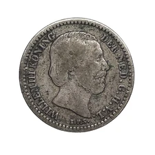 1890 Halberd Netherlands Ten Cent Silver Coin 10c Very Fine William III 