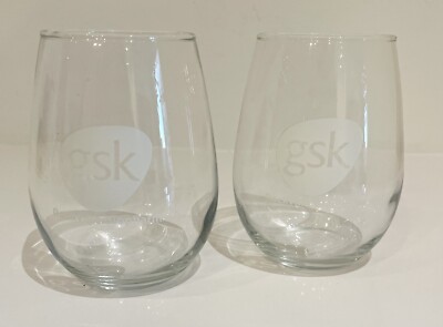 NEW 10 oz stemless wine glasses with logo - 2 1/4 opening | eBay