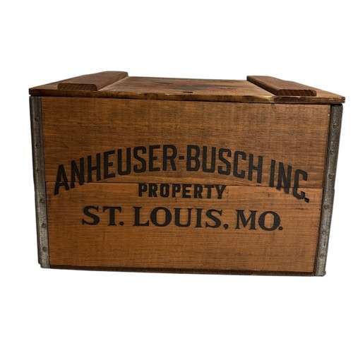 Vintage Anheuser-Busch Budweiser Wood Empty Crate Box Beer Great Shape Hinge - Picture 4 of 14