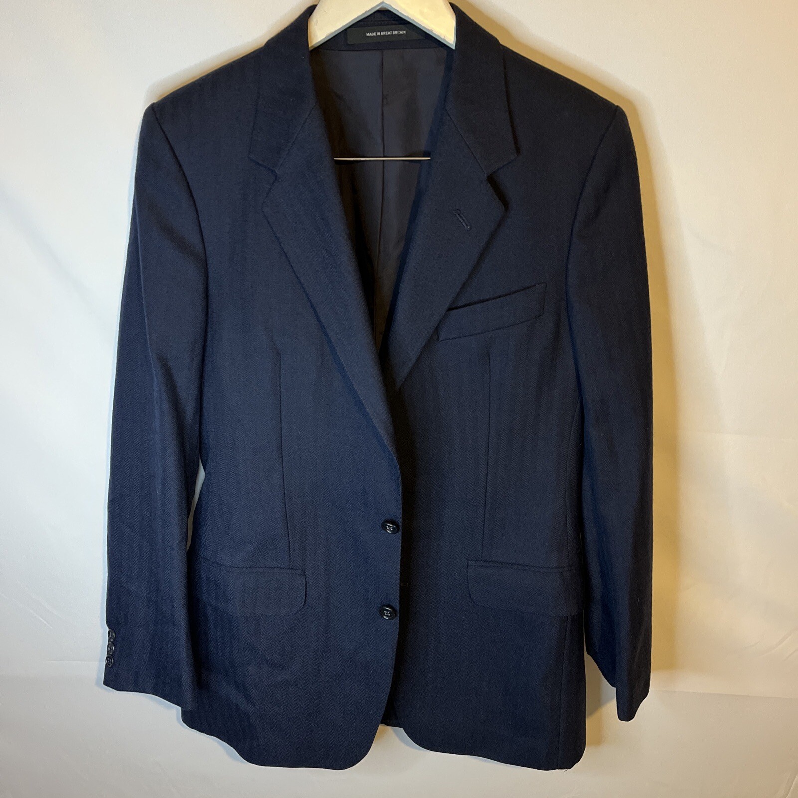 Giacca blazer Van Heu da uomo puro blu navy nuova miscela lana blu navy 36R fila Saville