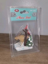FG Square Christmas Village Figurine Moose And Baby Stroll Canary Winter Snow