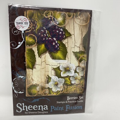 Sheena Douglass Paint Fusion Beeren Set Gummistempel Set & Übungsanleitung Neu