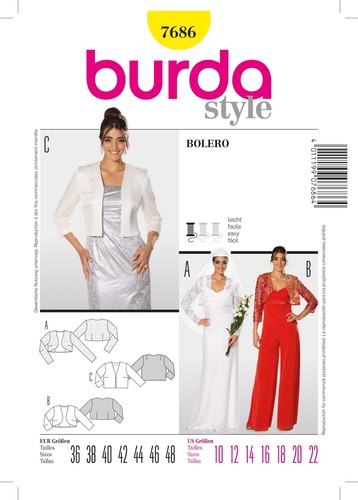 Patron Couture BURDA - Veste Boléro Cache-Cœur - Tailles 36 à 48 - Femme Adulte