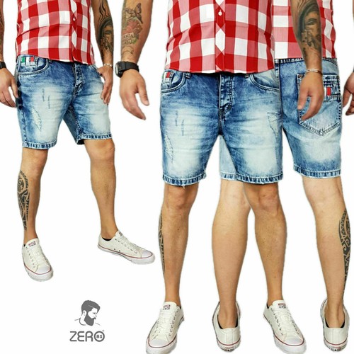 Pantaloncino Jeans Uomo Tasche Bottoni Corto Bermuda Sfumato Strappi estivo  | eBay