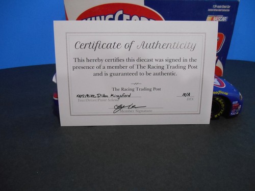 Mike Dillon 1999 #59 Kingsford Chevrolet Monte Carlo 1/24 Model Autographed - Picture 5 of 12
