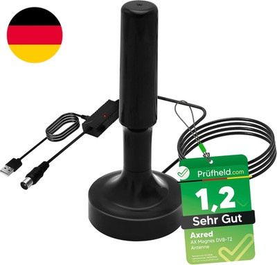 [Test SEHR GUT, Note 1.2 *] AXRED Magnes DVBT2 Antenne Mit Verstärker 30Dbi Für 