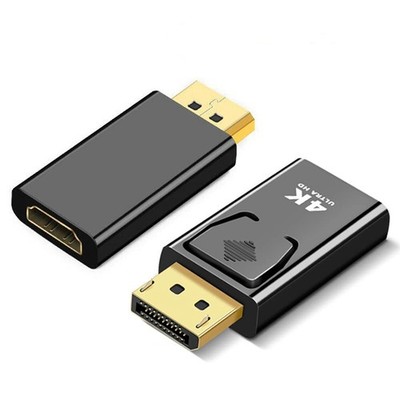 2Pcs DisplayPort to HDMI-Compatible Adapter Converter 4K Display Port black