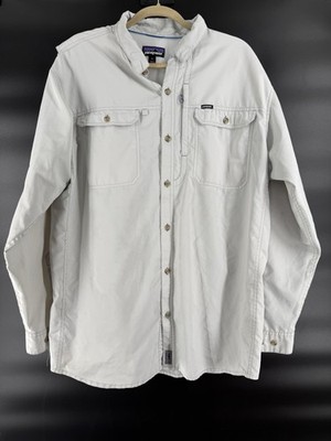 Patagonia Vented Outdoor Camp Trek Trail Button Long Sleeve Shirt Sz XL Gray