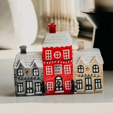 Christmas Village Log Cabin Incense Burner House Resin Incense Cone Holder Decor