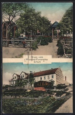 Erfurt, Ansichtskarte, Gasthof Westend-Panorama, Garten 1916 