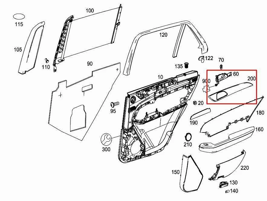 Manija interior de la puerta lateral izquierda trasera Mercedes-Benz ML350 2012-2015 con moldura *Leer* Foto 2 de 4
