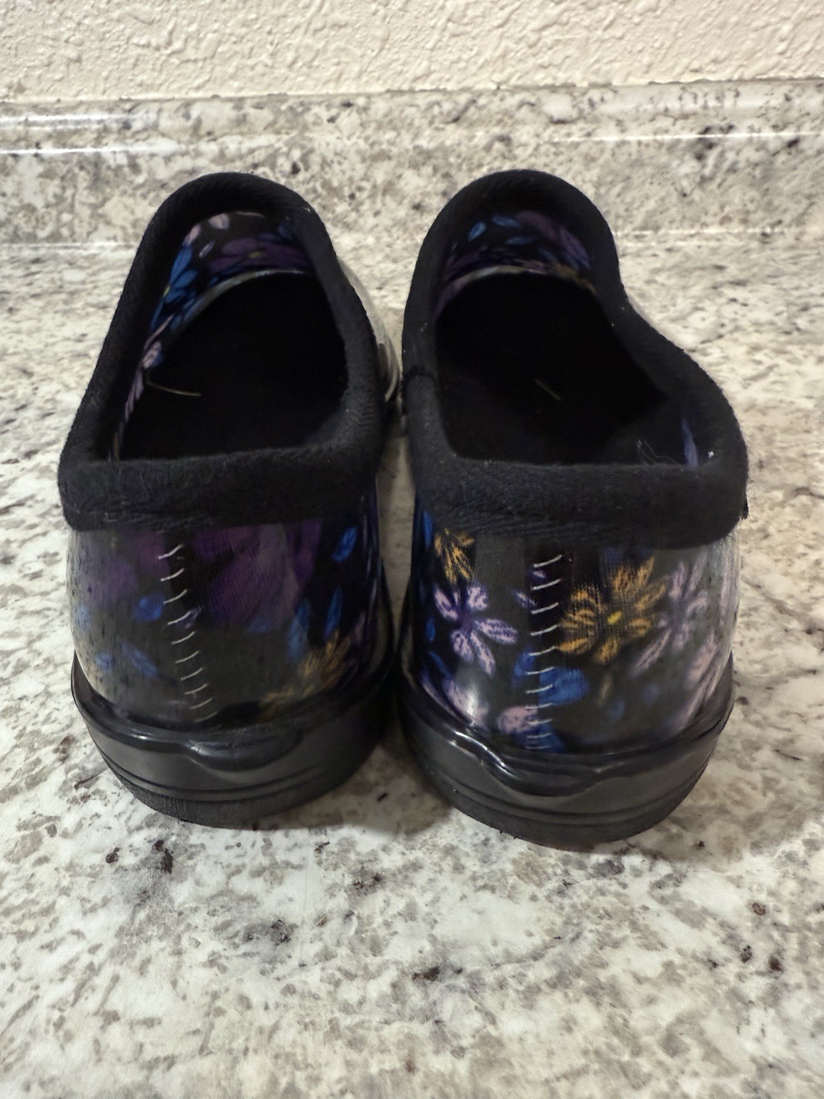 NEW Hisea Women's Garden Rain Shoe Waterproof Outdoor Slip-On Blk/Floral Size 10