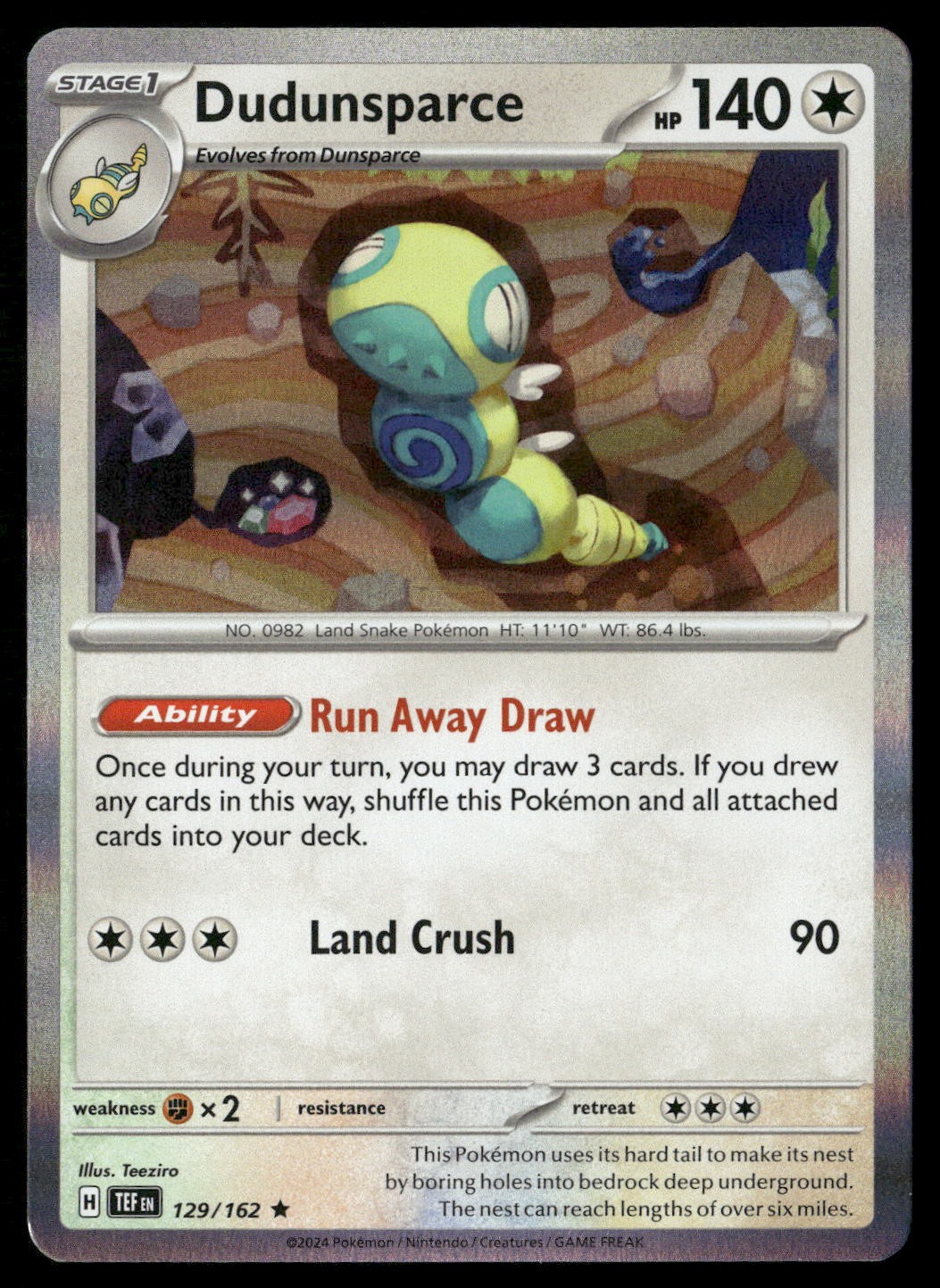 Dudunsparce 129/162 Rare Temporal Forces Pokemon Holo NM/M