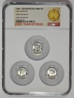1946 P D S 10c Silver Roosevelt Dime Set NGC MS 65 FT Three Coin Lot