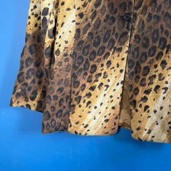 Blazer retro Linda Allard vintage años 90 estampado animal para mujer talla 12 mezcla de lana Foto 2 de 4