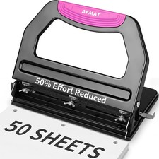 Heavy Duty 3 Hole Punch, 50-Sheet Capacity, Adjustable Easy to Use