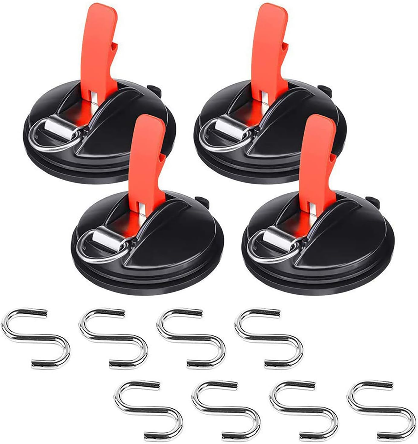 4 Pack Multifunctional Suction Cup Anchor, Powerful Sucker Cup with 8PCS Securin