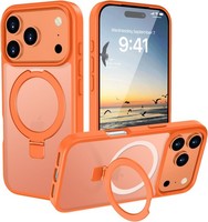 HandyhüLle FüR Iphone 17 Pro 6,3 Zoll DüNn StoßFest Mit StäNder Magsafe Orange