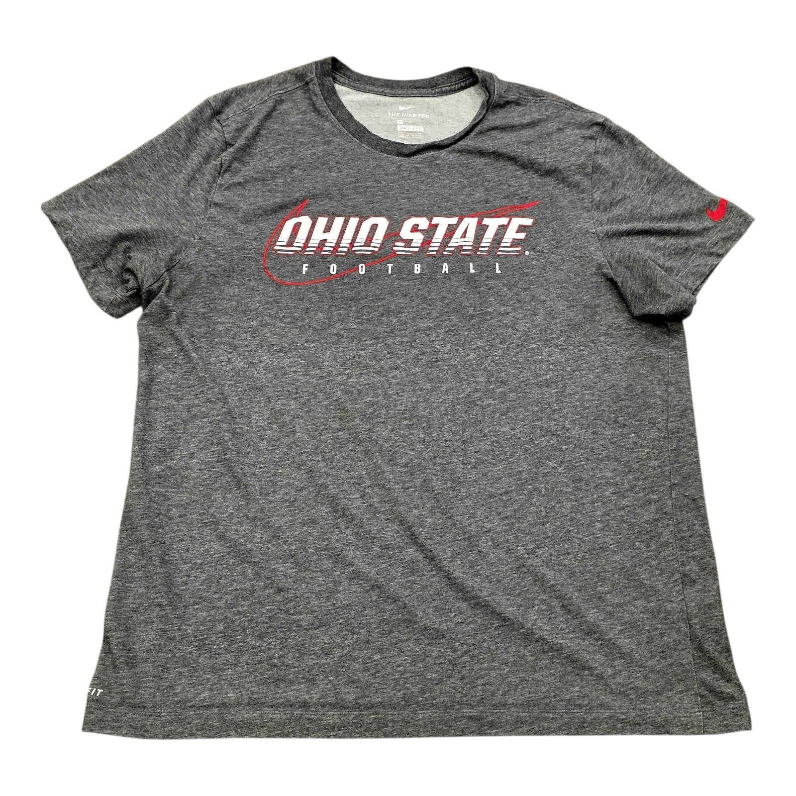 Men's Nike Ohio State Buckeyes Football Dri Fit Swoosh Logo Shirt Gray Sz XL
