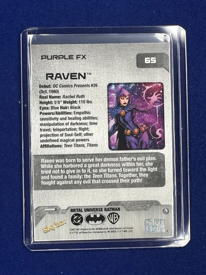 2025 Skybox Metal Universe Batman Raven Blue PMG 17/50 - Image 4 of 4