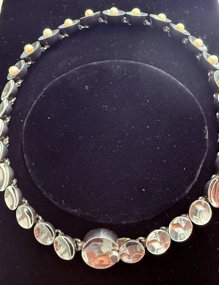 Stunning 1950’s Antonio Pineda Pearl And Sterling silver Disc Necklace 95grams! - Image 3 of 4