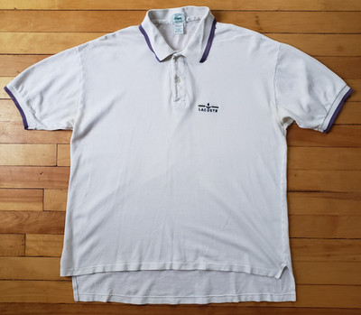Lacoste Polo Shirt Mens Large White S/ Slv Cotton Picque Classic USA