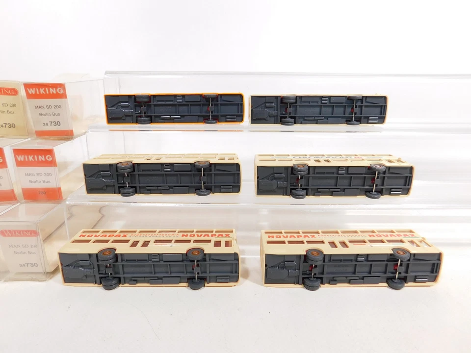 6x Wiking H0 1:87 730 Berlino Autobus MAN SD 200: Novapax Ecc Mint+Box #DG87-0,5 - Immagine 3 di 4