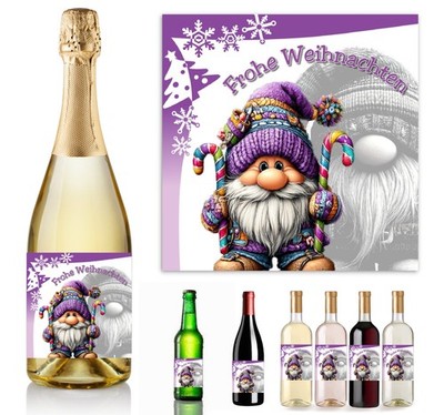 Etikett Flaschenetikett Geschenk Weihnachten Dekoration Wichtel Christmas D220