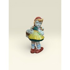 Vintage Made in Occupied Japan Girl with Flower Basket Ceramic Figurine 4.5"