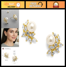 Elegant Pearl CZ Crystal Wedding Earrings for Bride, Bridesmaids Mothers